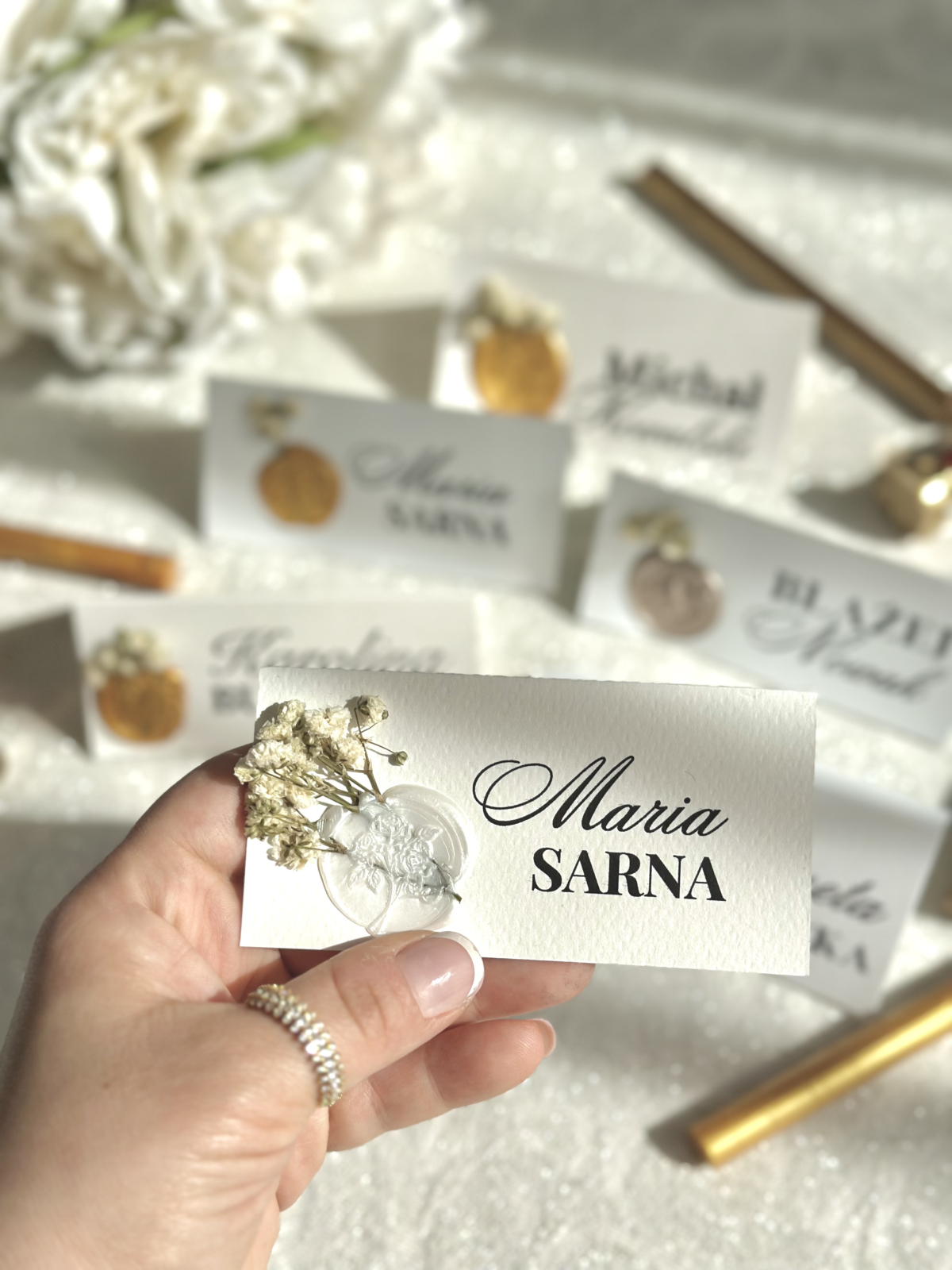 Winietki ślubne papeteria stojące